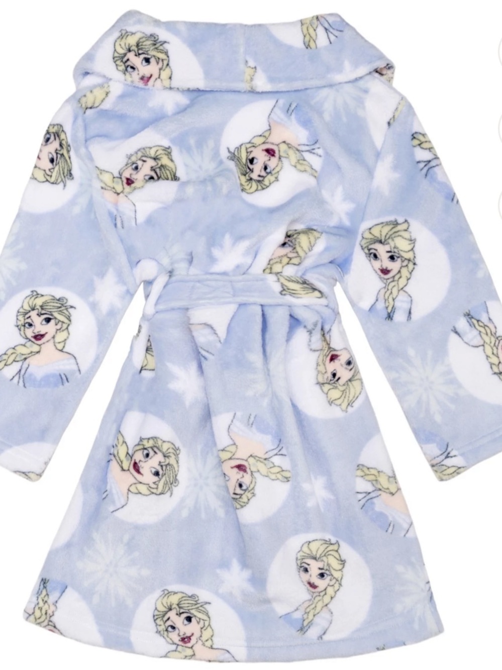 Disney Frozen Elsa Plush Light Blue Kids Robe with Hood